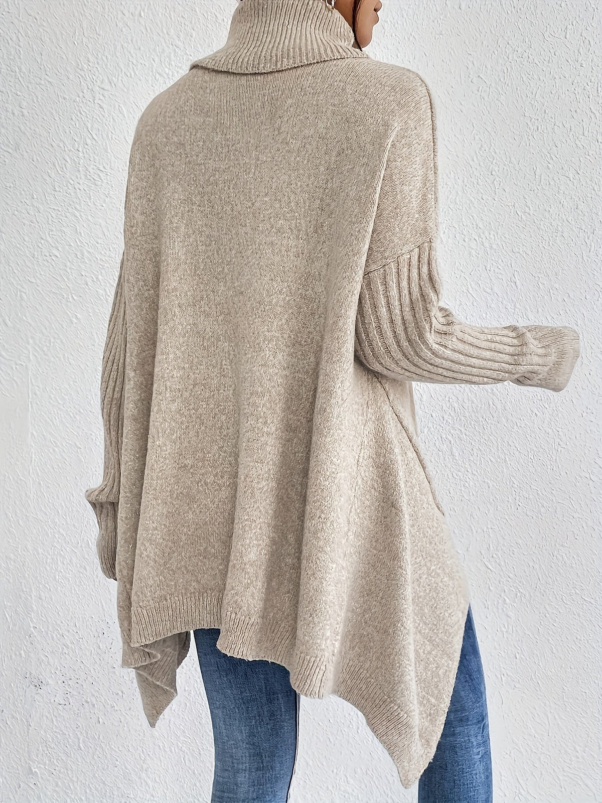 Celestia | Women's Oversized Turtleneck Sweater — Asymmetric Hem Knit Pullover in 5 Colors | Westmere