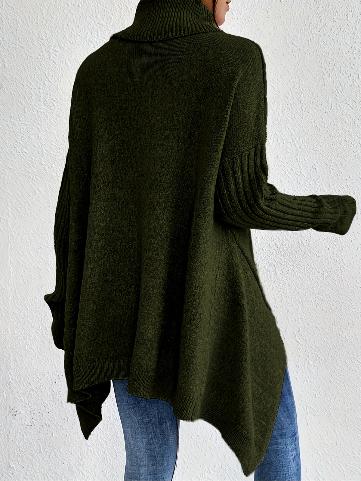 Celestia | Women's Oversized Turtleneck Sweater — Asymmetric Hem Knit Pullover in 5 Colors | Westmere