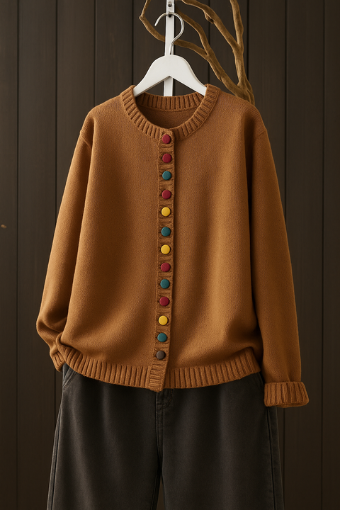 Women's Button-Accent Cardigan, Relaxed Fit | Timeless Layering Piece, One Size | 9 Colorways