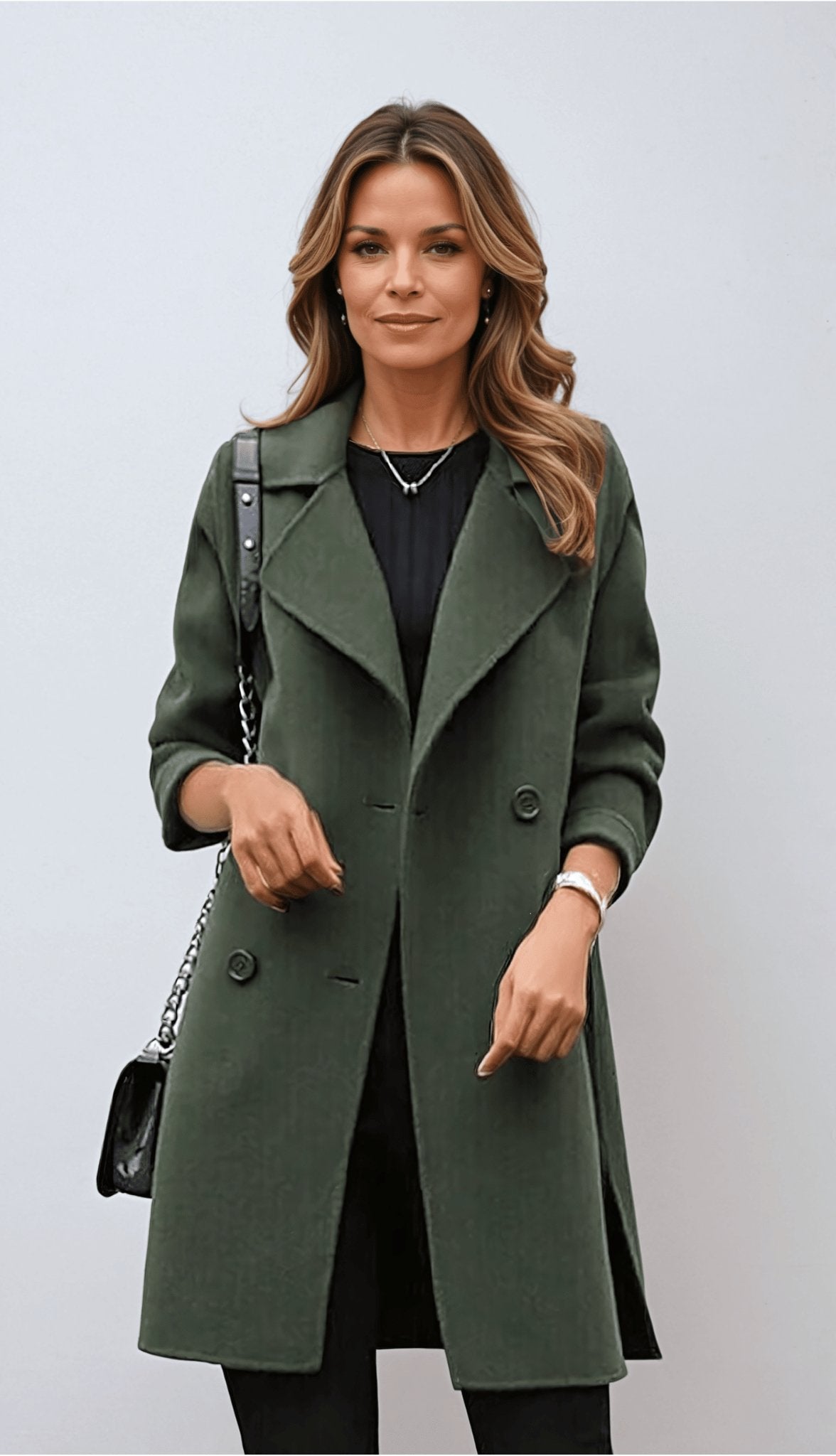 Mette Womens Double-Breasted Coat, Wool Blend