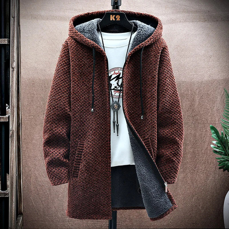 Seth Mens Wool Cashmere Blend Hooded Jacket in Brown