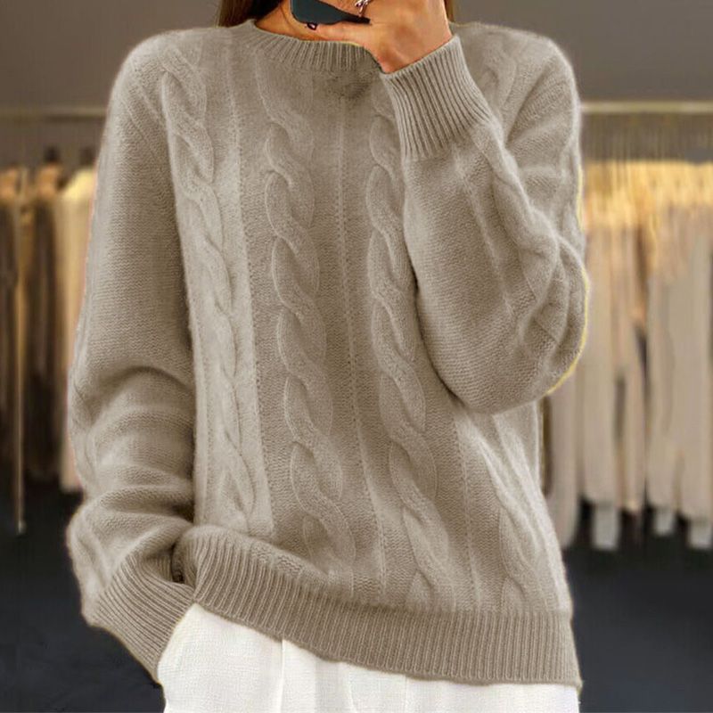 Corabel | Women's Cable Knit Pullover Sweater — Classic Crew Neck in 5 Colors S–XL | Westmere