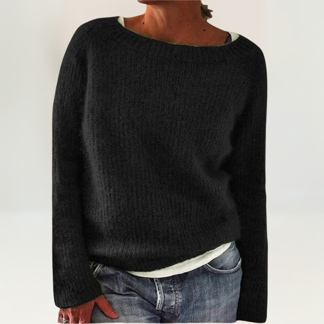 Coralie | Women's Relaxed Fit Knit Pullover Sweater — Boat Neck Layering Top in 7 Colors | Westmere