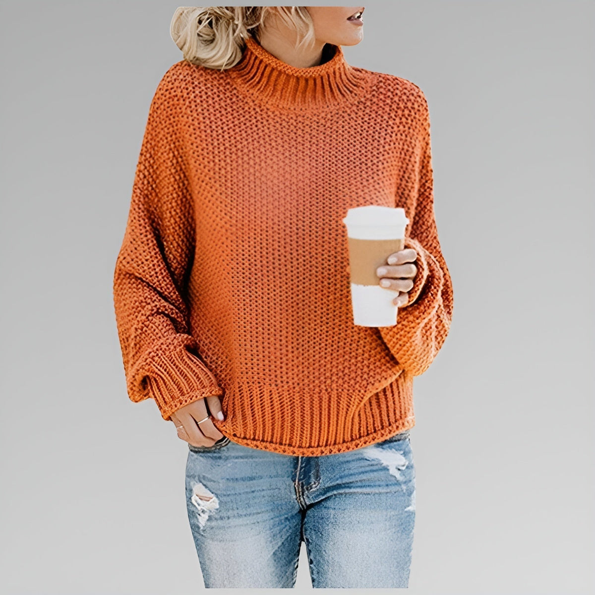 Cyrela | Women's Chunky Knit Turtleneck Sweater — Oversized Mock Neck Pullover in 9 Colors | Westmere
