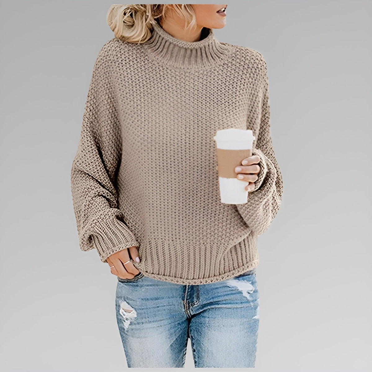 Cyrela | Women's Chunky Knit Turtleneck Sweater — Oversized Mock Neck Pullover in 9 Colors | Westmere