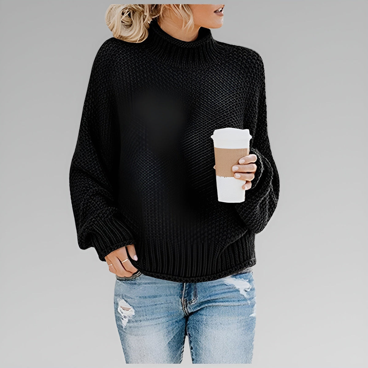 Cyrela | Women's Chunky Knit Turtleneck Sweater — Oversized Mock Neck Pullover in 9 Colors | Westmere
