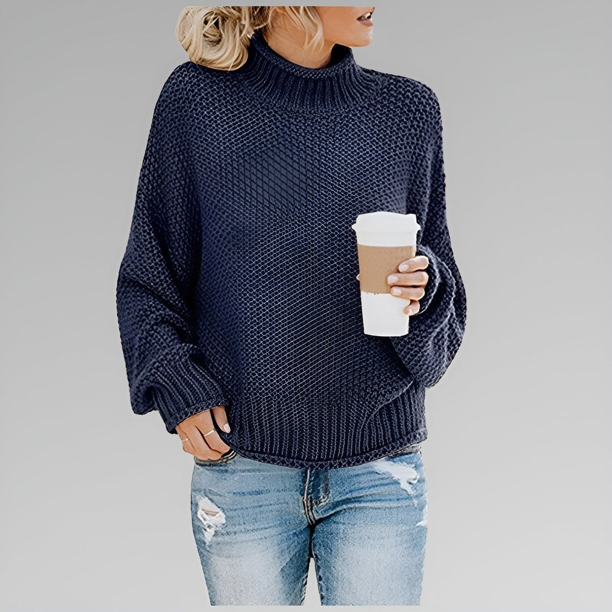Cyrela | Women's Chunky Knit Turtleneck Sweater — Oversized Mock Neck Pullover in 9 Colors | Westmere