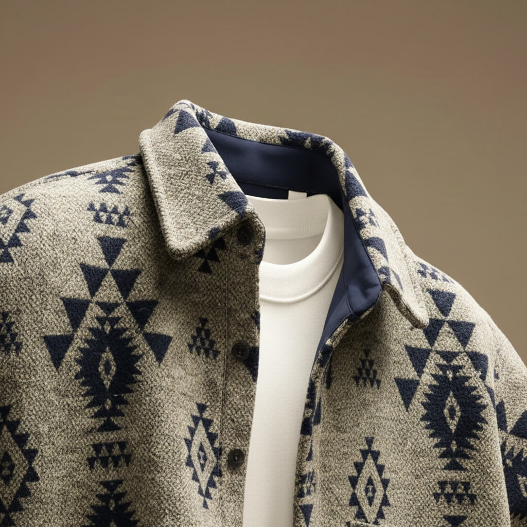 Weston Mens Southwestern Pattern Wool Blend Jacket