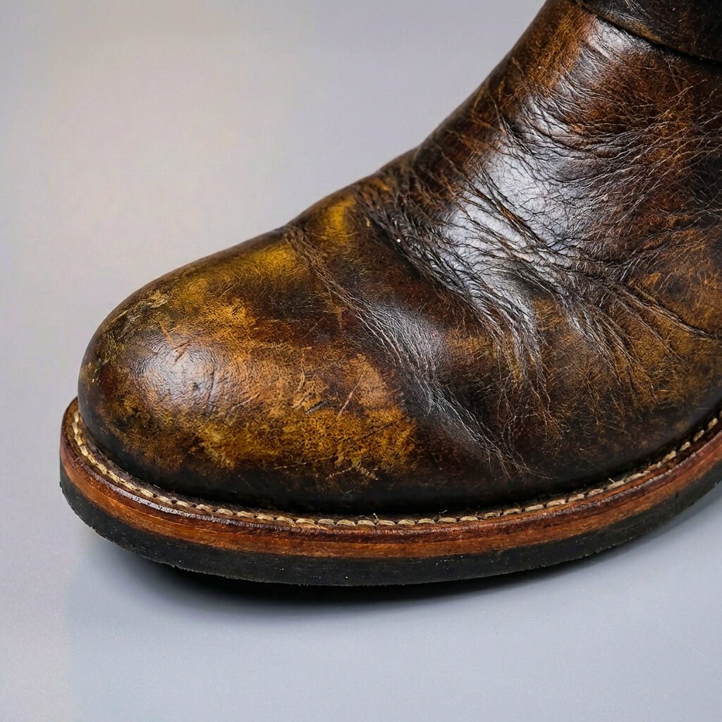 Sullivan Mens Aged Leather Retro Boots with Buckles