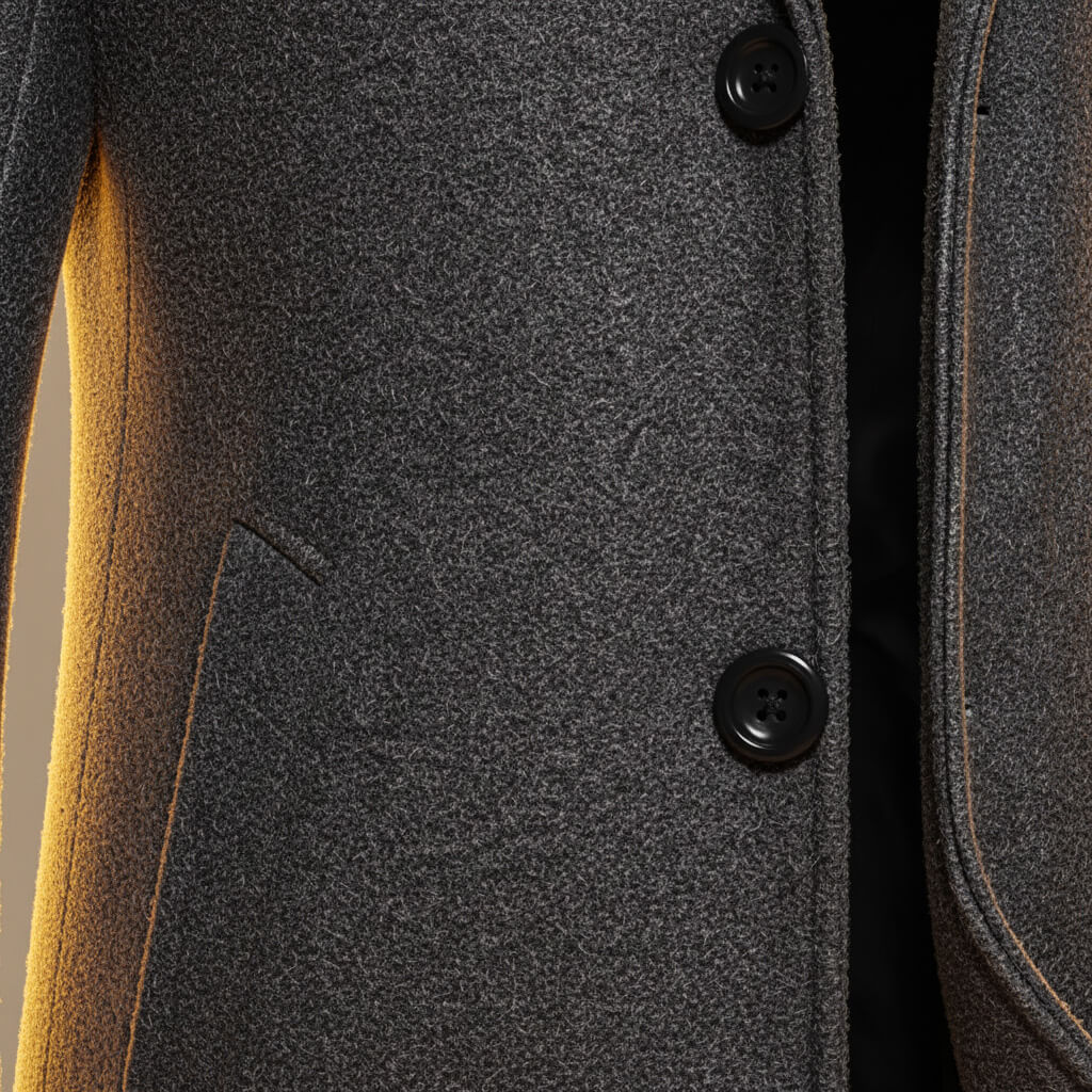 Aston Mens Peruvian Cotton Coat, Three-Button Closure