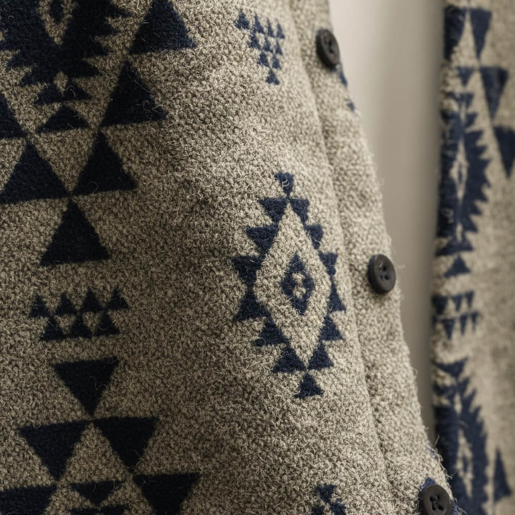 Weston Mens Southwestern Pattern Wool Blend Jacket
