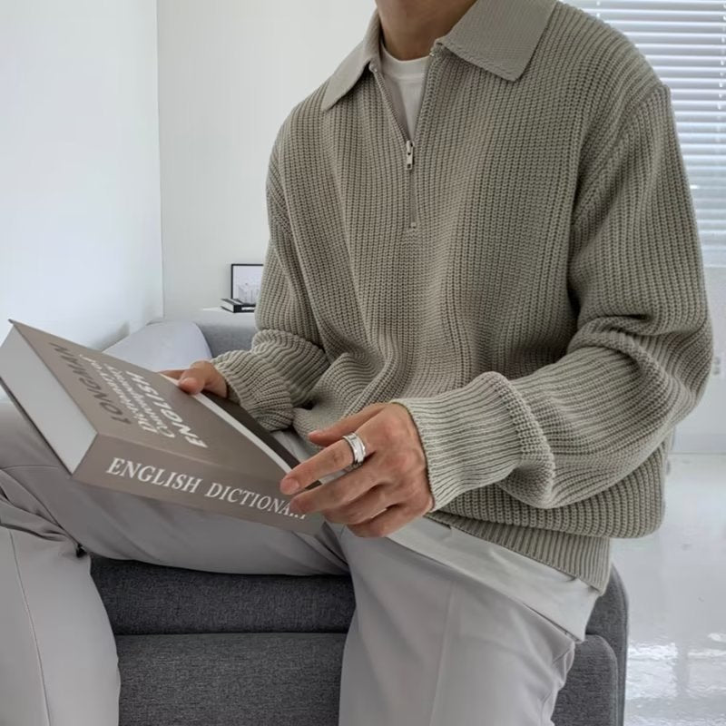Jose Mens Knit Zip Sweater with Collar