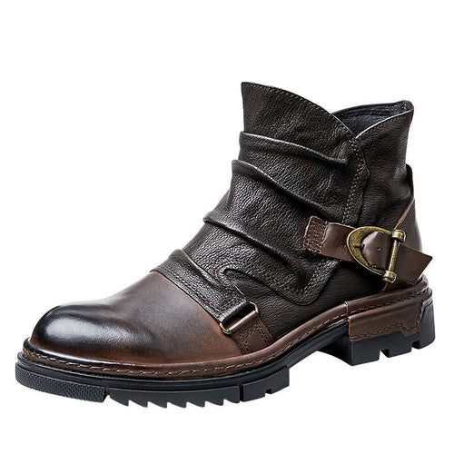Stan - Plain brown men's boots with laces