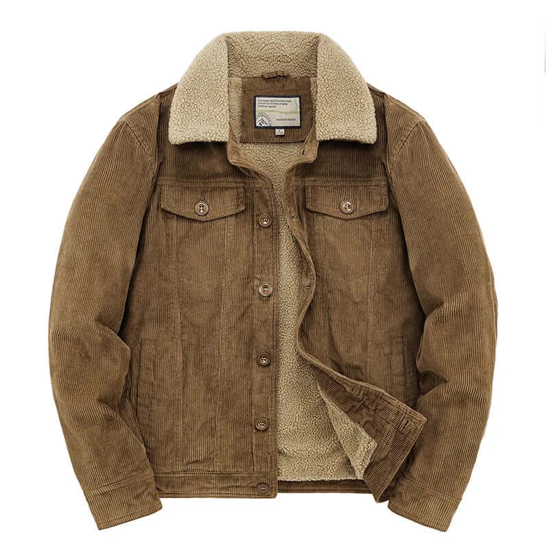 Ryan Mens Corduroy Windbreaker Jacket, Relaxed Fit in Khaki
