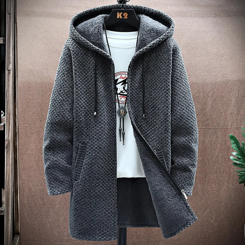 Seth Mens Wool Cashmere Blend Hooded Jacket