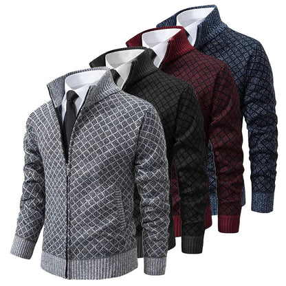 Cole | Diamond-Knit Zip Cardigan