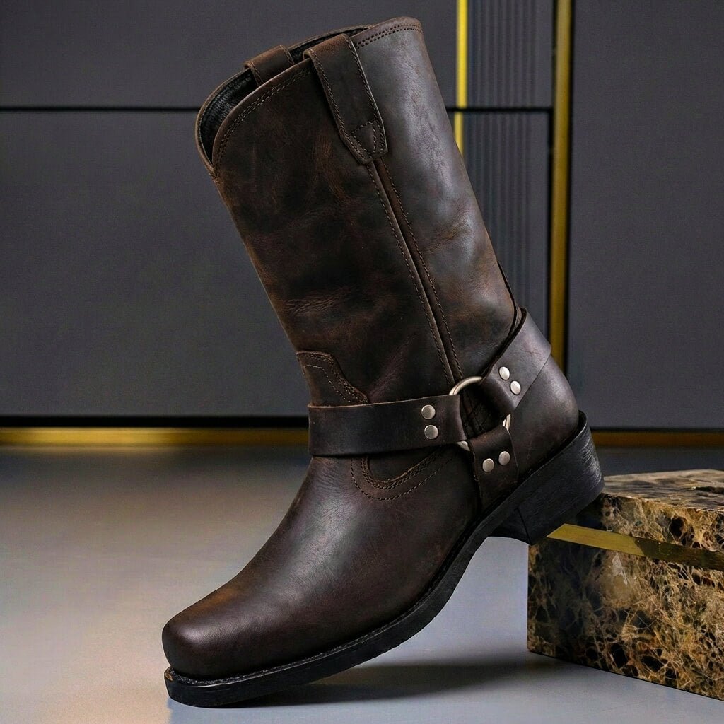 Victor Mens Genuine Leather Boots for Colder Days in Oak Brown
