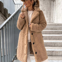 Doris | Womens Oversized Teddy Long Coat | Collared, Button Front, Room to Layer | Beige, Brown, White and More S-5XL
