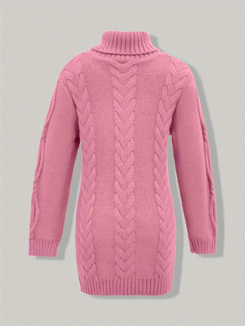 Women's Chunky Cable-Knit Turtleneck Sweater | Oversized Hip-Length Fit, Long Sleeves | 8 Colorways | One Size