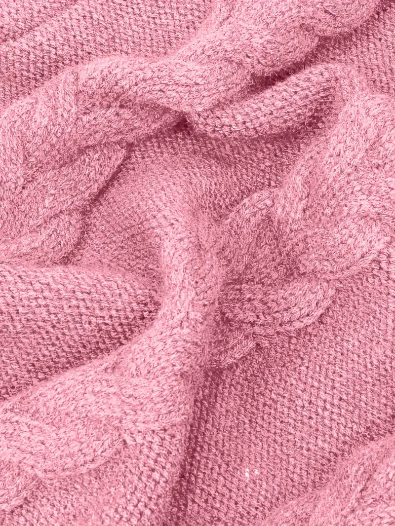 Women's Chunky Cable-Knit Turtleneck Sweater | Oversized Hip-Length Fit, Long Sleeves | 8 Colorways | One Size