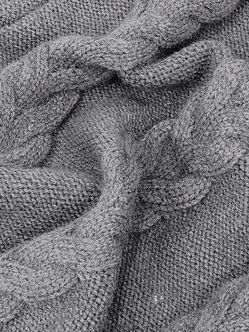 Women's Chunky Cable-Knit Turtleneck Sweater | Oversized Hip-Length Fit, Long Sleeves | 8 Colorways | One Size
