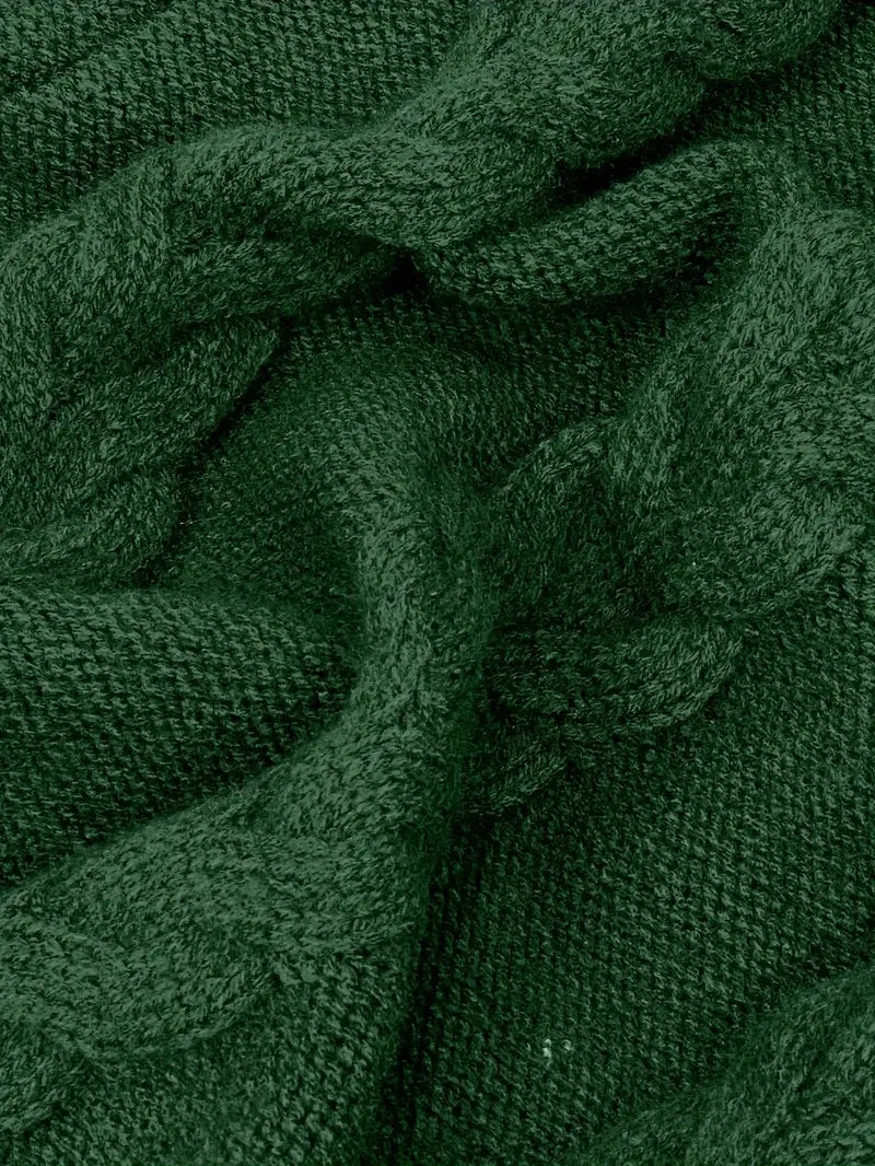 Women's Chunky Cable-Knit Turtleneck Sweater | Oversized Hip-Length Fit, Long Sleeves | 8 Colorways | One Size