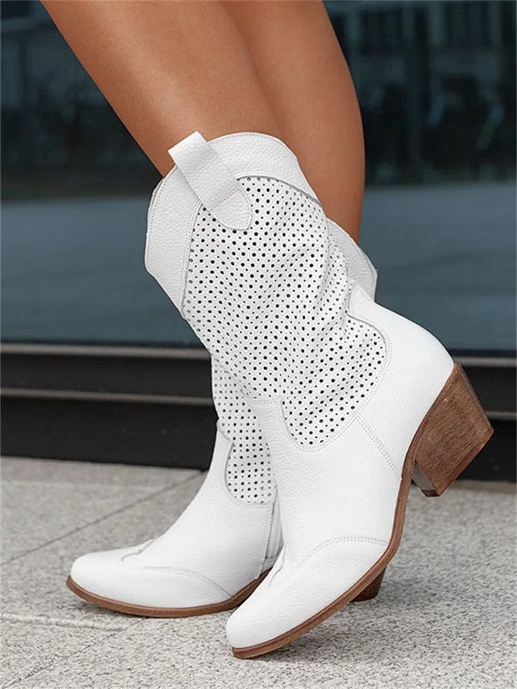 Taren Womens Western Boots with Perforated Panels