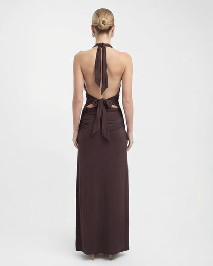 Nyx™ – Halter Maxi Dress (Late-Night Elegance & Bold Minimalism)