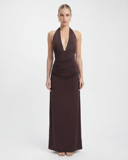 Nyx™ – Halter Maxi Dress (Late-Night Elegance & Bold Minimalism)