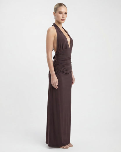 Nyx™ – Halter Maxi Dress (Late-Night Elegance & Bold Minimalism)