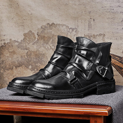 Stan - Plain brown men's boots with laces