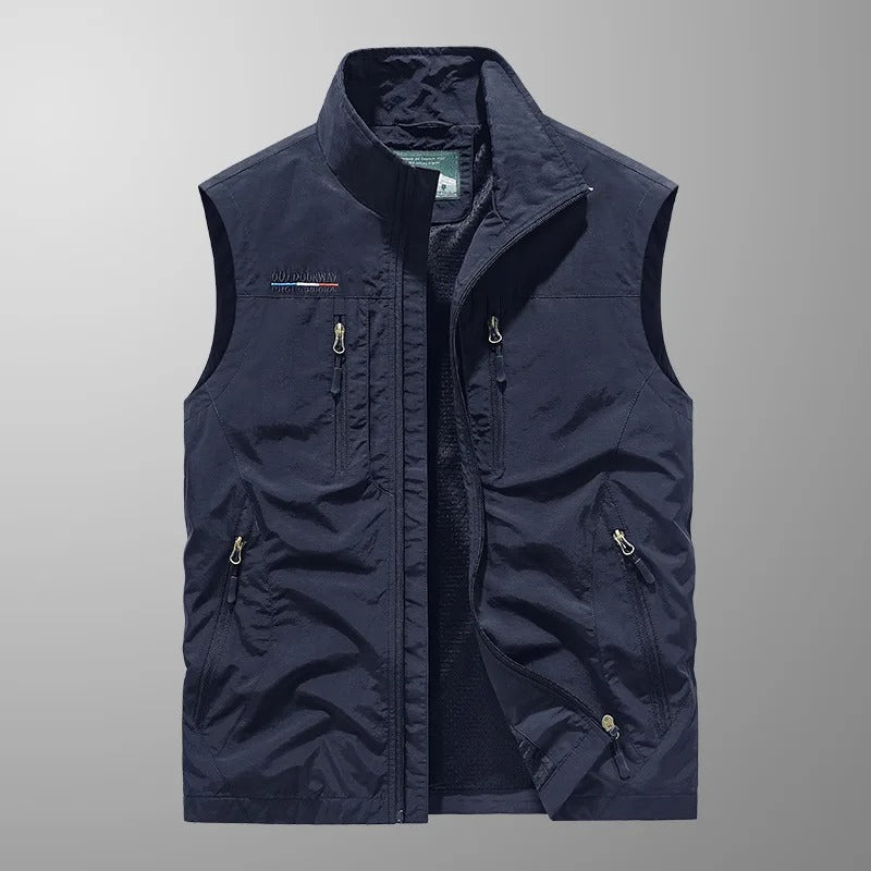 Robin | Herren Cargoweste mit Stehkragen und Zipptaschen — Utility-Vest in 6 Farben M–3XL | Westmere