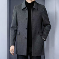 Eduard | Mens Single-Breasted Winter Coat | Tailored Fit, Mid-Length, Classic Collar | Gray and Black, Sizes M-4XL