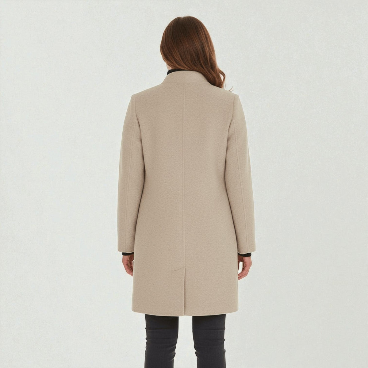 Elara Womens Winter Coat with Stand-Up Collar and Side Pockets