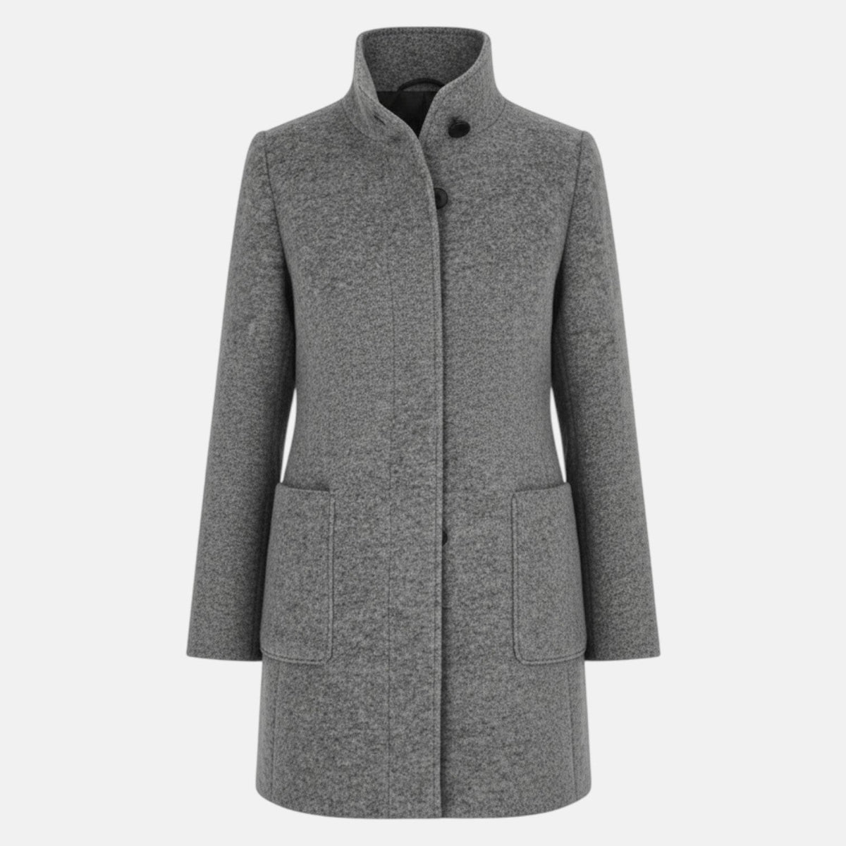 Elara Womens Winter Coat with Stand-Up Collar and Side Pockets