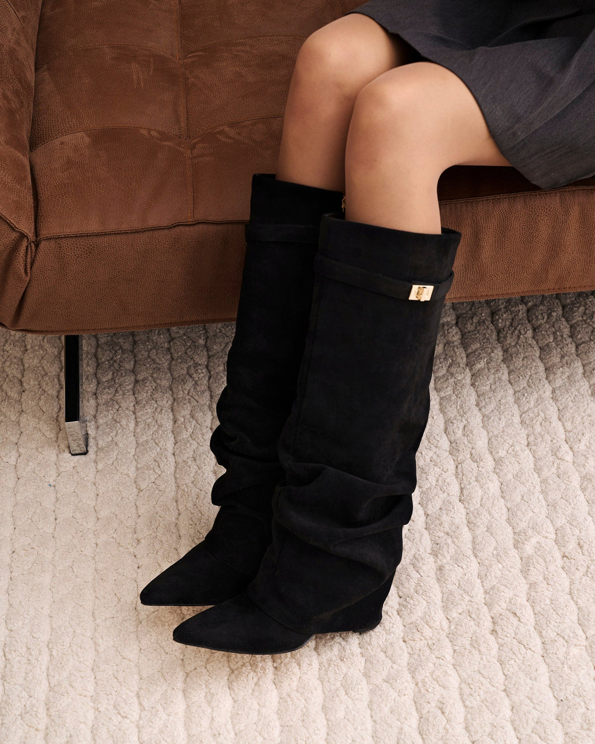 Jill Womens Knee High Boots with Hidden Heel