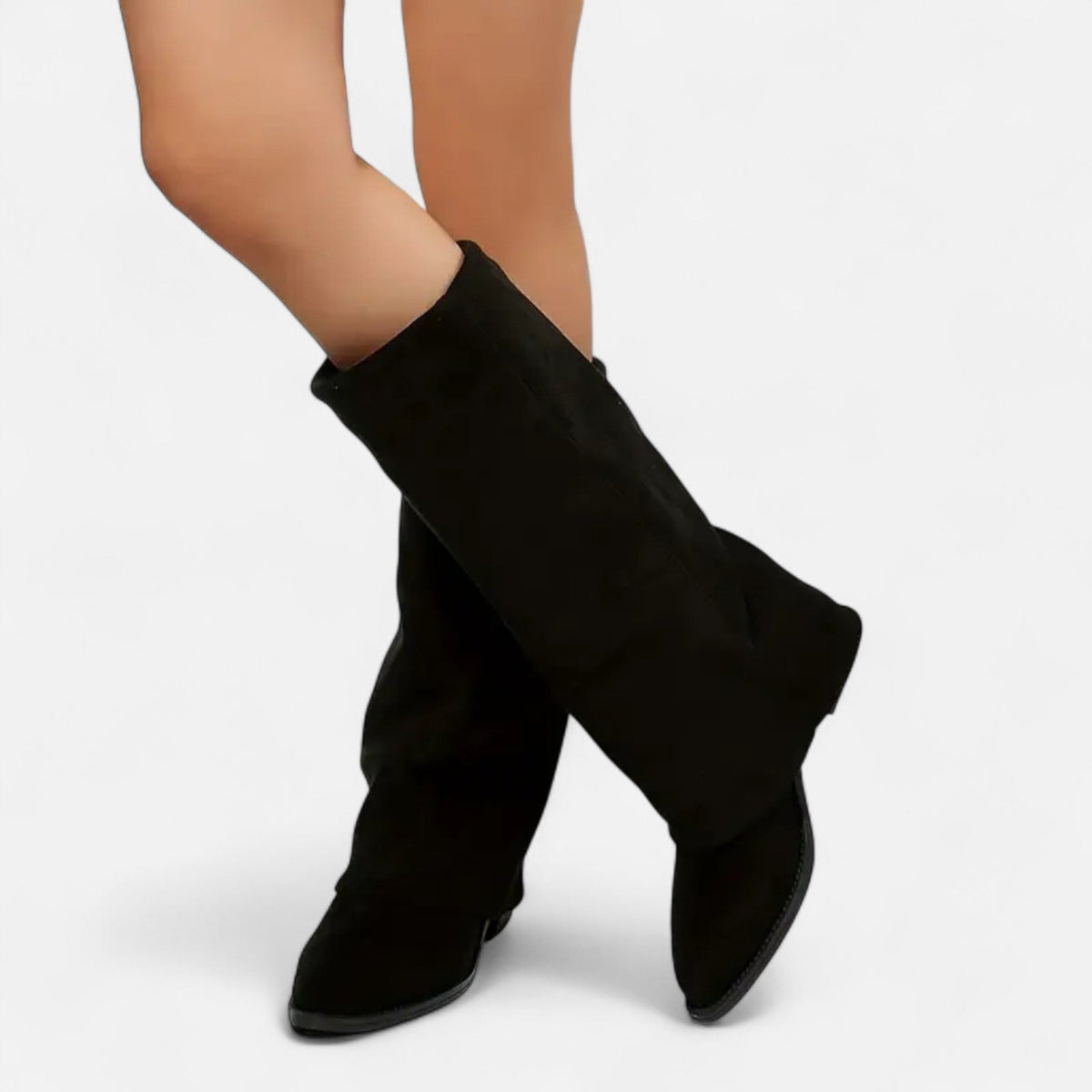 Emily Womens Knee High Boots with Chunky Block Heel