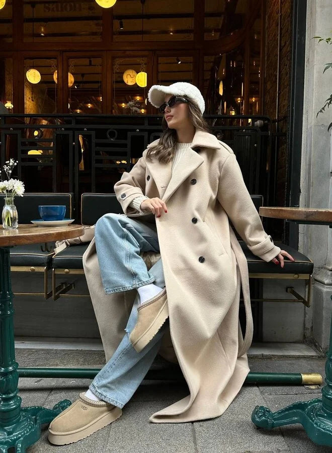 Women's Elegant Tailored Coat, Classic Buttons | Streamlined Silhouette, Refined Everyday Layer | 4 Colorways | S–2XL
