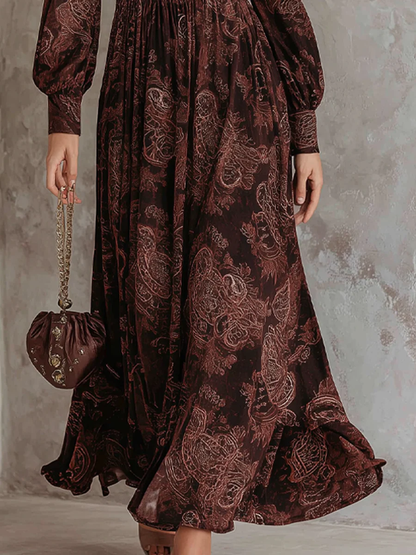 Alliyah™ | Maxi Dress with Paisley Print and Fitted Waist