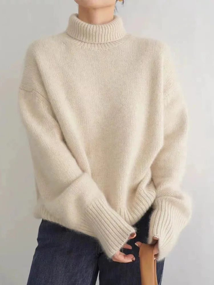 Fennick | Women's Oversized Turtleneck Sweater — Soft Relaxed Knit Pullover in 3 Neutral Colors | Westmere