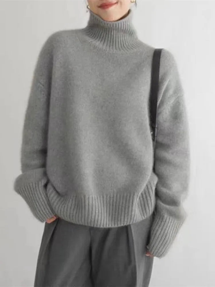 Fennick | Women's Oversized Turtleneck Sweater — Soft Relaxed Knit Pullover in 3 Neutral Colors | Westmere