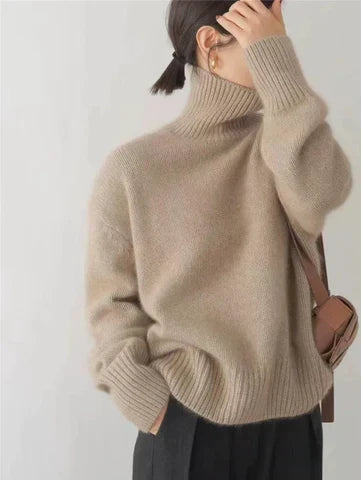Fennick | Women's Oversized Turtleneck Sweater — Soft Relaxed Knit Pullover in 3 Neutral Colors | Westmere