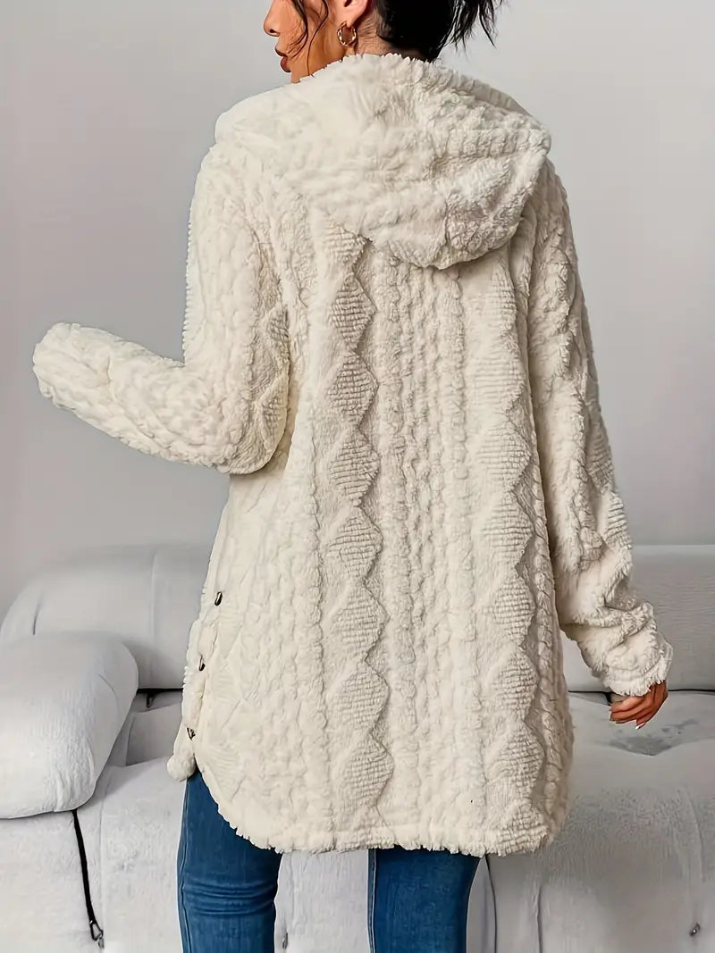 Women's Plush Hooded Cardigan, Ultra-Soft Layer | Roomy Hood, Relaxed Draped Everyday Fit | 8 Colorways | S–2XL