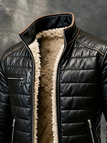 RUSSELL | BLACK QUILTED JACKET WITH SHERPA LINING