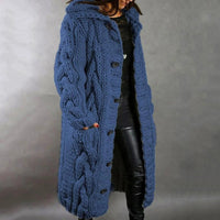 Lily | Womens Oversized Cardigan, Chunky Cable Knit | Extra-Long Length, Button Front | Blue, Silver Gray and More S-3XL