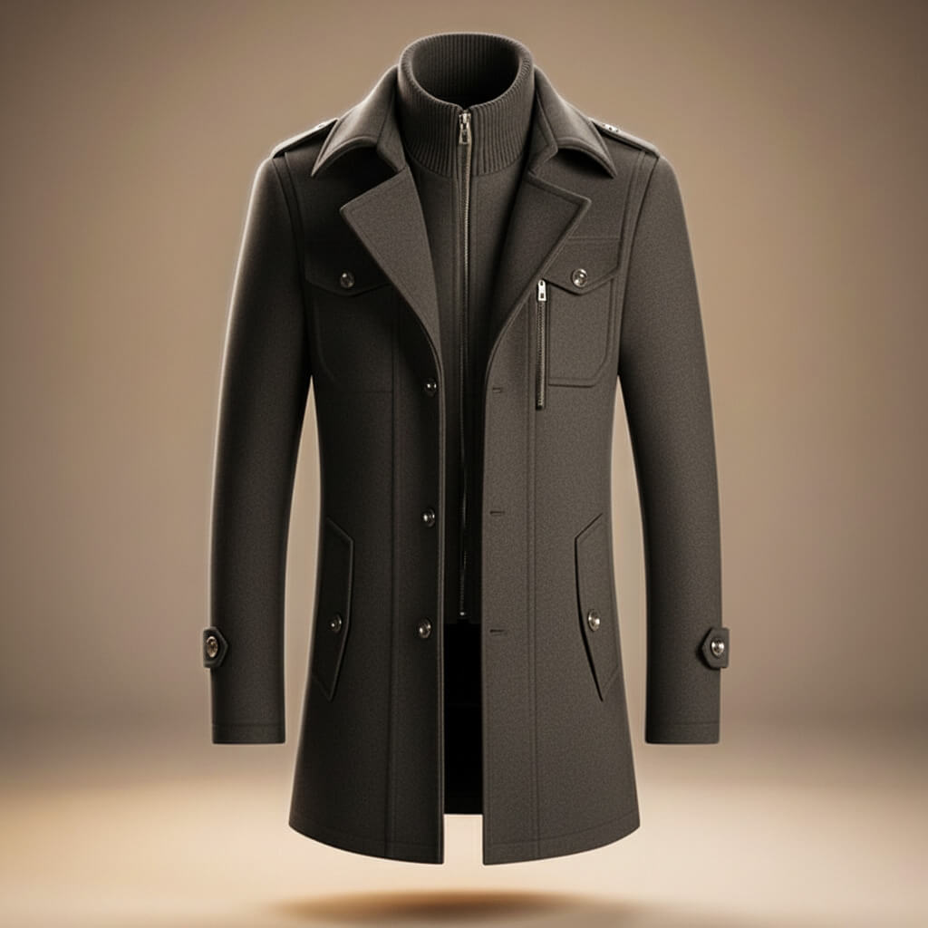 Marco Mens Virgin Wool Blend Coat in Graphite Gray
