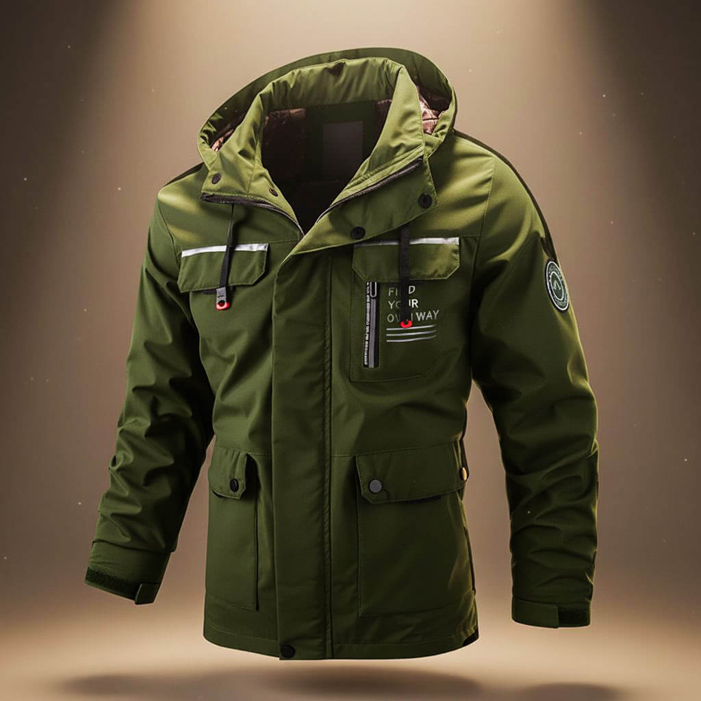 Evan Mens Hooded Winter Jacket in Army Green