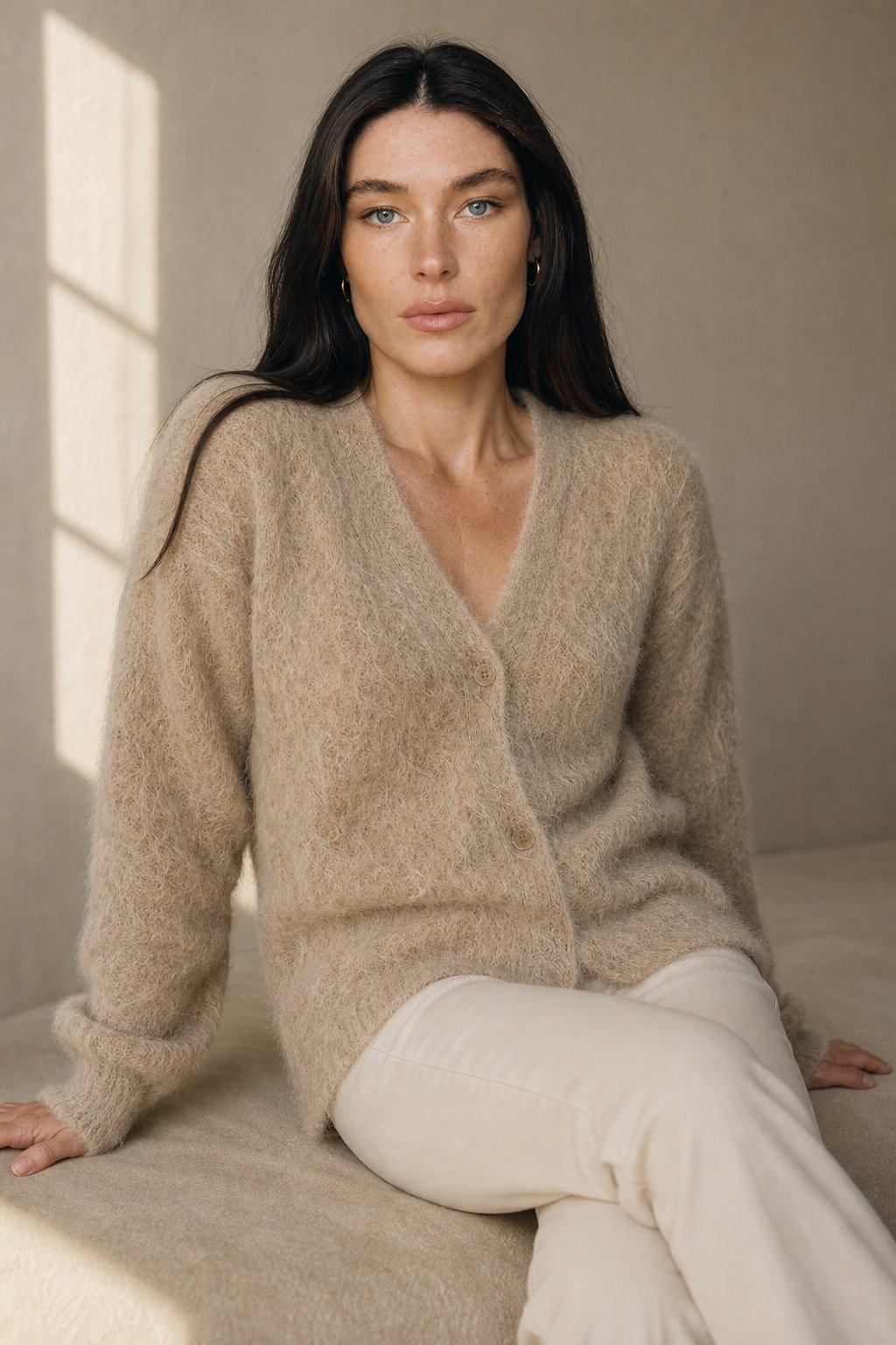 Vanessa Womens Oversized Cardigan Sweater with Soft Cashmere-Like Feel in Fur