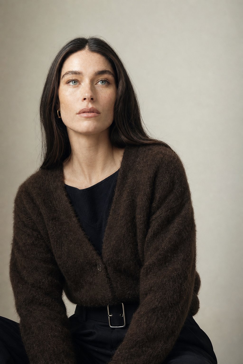 Vanessa Womens Oversized Cardigan Sweater with Soft Cashmere-Like Feel in Brown Fur