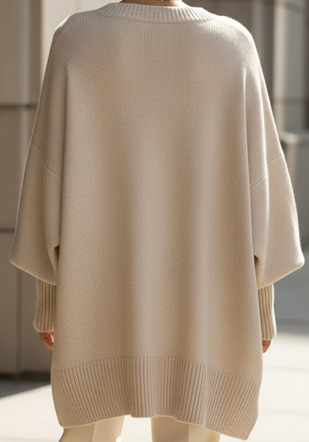 Halvara | Women's Oversized Batwing Knit Sweater — Mock Neck Pullover with Asymmetric Hem | Westmere